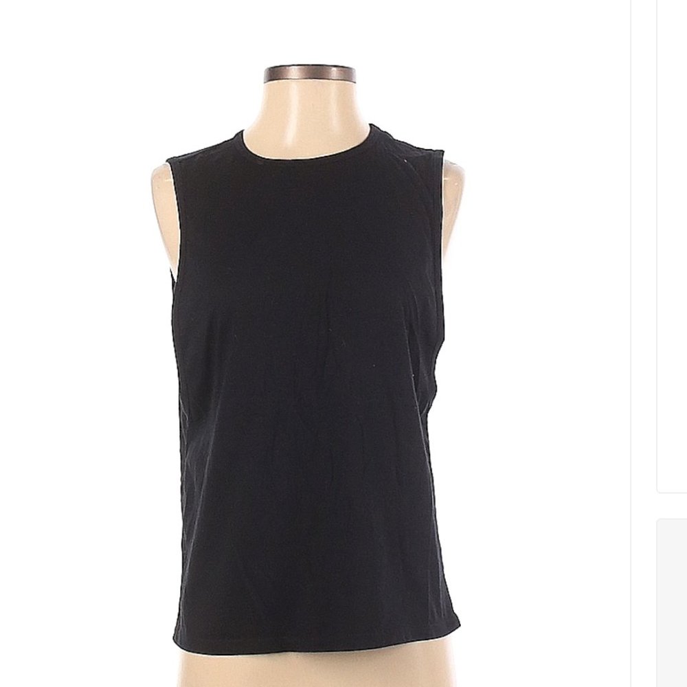 Fabletics Solid Black Active Tank Top with open back workout